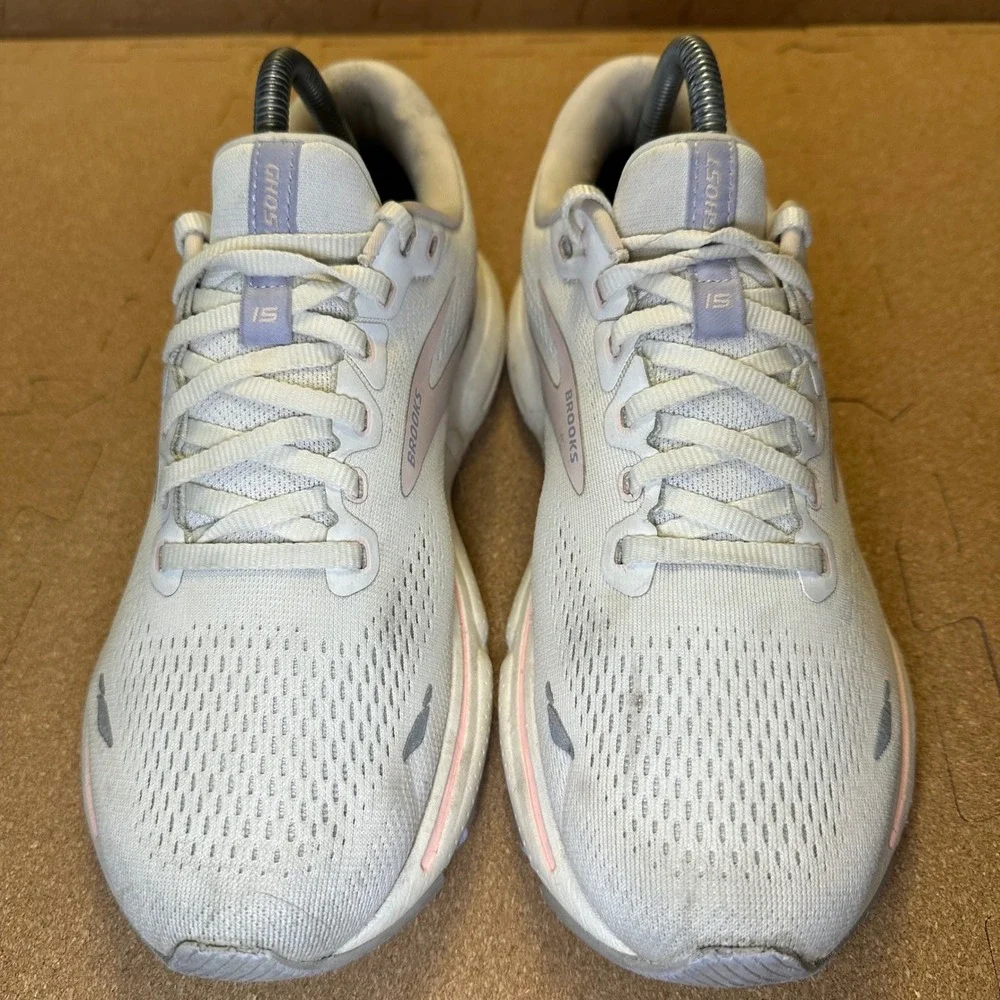 Brooks Ghost 15 Womens Running Shoes Grey Lavender Pink 1203801B199 Size 9.5